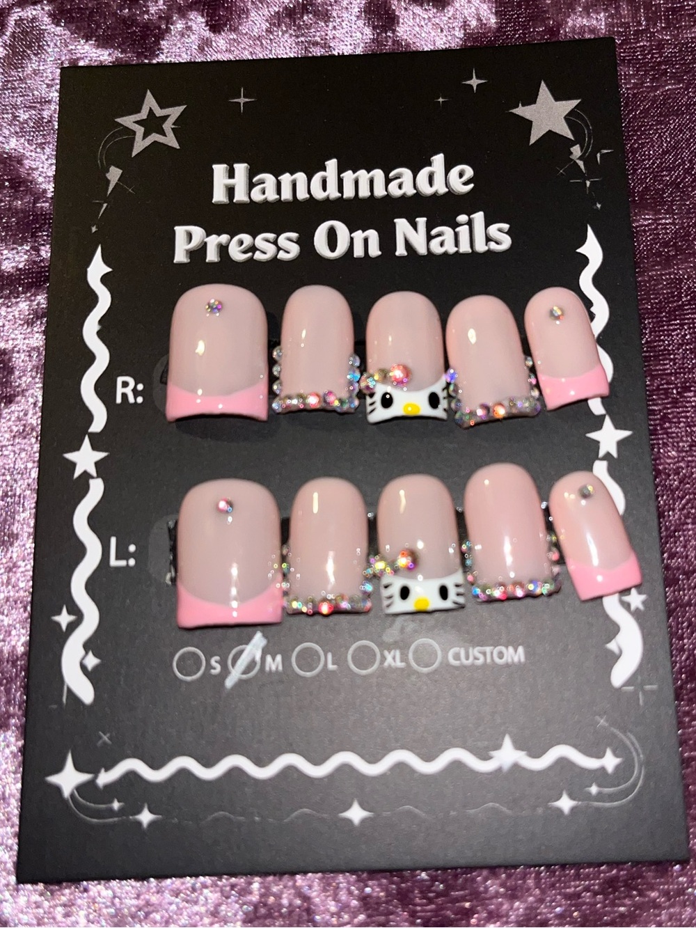 Handmade Pink Press-On Nails with Bow Accent